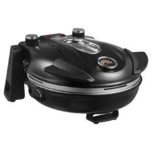 pizza oven, 12 in electric pizza maker, 1200w electric pizzas cooker with cordierite stone, 5 mode temperature control, viewing window for precise cooking, heats up to 788 ˚f, for home (black)