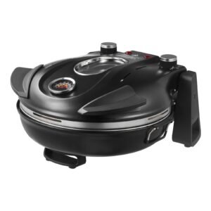 pizza oven, 12 in electric pizza maker, 1200w electric pizzas cooker with cordierite stone, 5 mode temperature control, viewing window for precise cooking, heats up to 788 ˚f, for home (black)