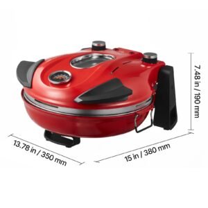 pizza oven, 12 in electric pizza maker, 1200w electric pizzas cooker with cordierite stone, 5 mode temperature control, viewing window for precise cooking, heats up to 788 ˚f, for home (red)