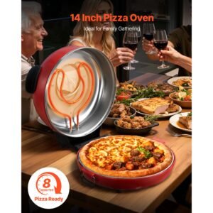pizza oven, 14 in electric pizza maker, 1600w electric pizzas cooker with cordierite stone, 5 mode temperature control, viewing window for precise cooking, heats up to 698 ˚f, for home kitchen