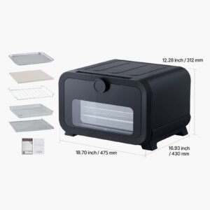 pizza oven, 8 presets electric pizza ovens air fry combo, 12 inch indoor pizza maker smart knob control , 750 fahrenheit max temp, ipx4 waterproof countertop pizza cooker w/pizza stone