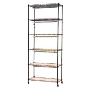 plant shelf with grow light, 6 tier indoor plant stand, 71in tall plants display rack with wheels & 4/9/14h timer, 150w 3 color full spectrum grow lights, flower pot holder for seed starting