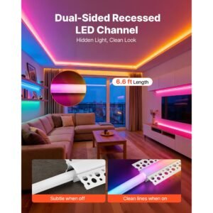 plaster in led aluminum channel, 10 pack 6.6 ft/2m, trimless recessed drywall led strip diffuser channel, with milky cover, end caps and mounting clips, aluminum profile, for wall and ceiling