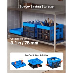 plastic collapsible storage bins, 25l 3 packs, stackable folding storage crates with handles, holds 22 lbs per bin, foldable heavy duty containers, space saving baskets, for home organizing