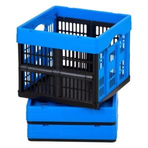 Plastic Collapsible Storage Bins, 25L 3 Packs, Stackable Folding Storage Crates with Handles, Holds 22 lbs Per Bin, Foldable Heavy Duty Containers, Space-Saving Baskets, for Home Organizing