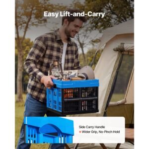 plastic collapsible storage bins, 25l 3 packs, stackable folding storage crates with handles, holds 22 lbs per bin, foldable heavy duty containers, space saving baskets, for home organizing