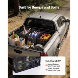 plastic collapsible storage bins, 45l 3 packs, stackable folding storage crates with handles, holds 33 lbs per bin, foldable heavy duty containers, space saving baskets, for home organizing