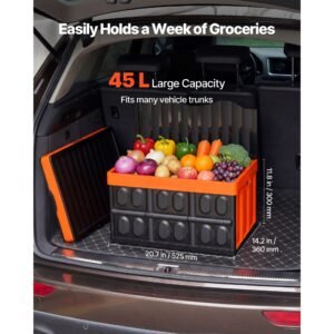 plastic collapsible storage bins with lids, 45l 3packs, stackable folding storage crates with handles, holds 44 lbs per bin, heavy duty containers, space saving baskets, for home organizing