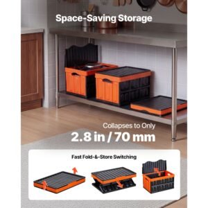 plastic collapsible storage bins with lids, 45l 3packs, stackable folding storage crates with handles, holds 44 lbs per bin, heavy duty containers, space saving baskets, for home organizing