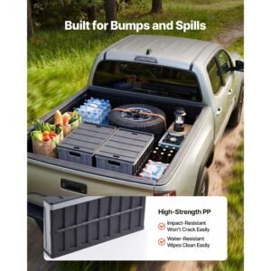 plastic collapsible storage bins with lids, 65l 2 packs, stackable folding storage crates with handles, holds 84 lbs per bin, heavy duty containers, space saving baskets, for home organizing