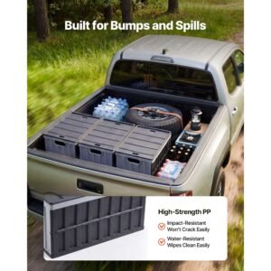 plastic collapsible storage bins with lids, 65l 3 packs, stackable folding storage crates with handles, holds 84 lbs per bin, heavy duty containers, space saving baskets, for home organizing