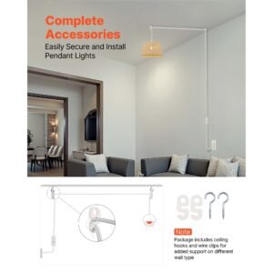 plug in hanging light cord kit, 16ft lantern extension cords, 2 pack e26 light socket lamp cord replacement, secure & sturdy, easy to install, pendant lamp kit on/off switch & socket rings