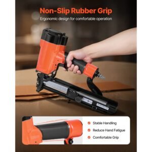 pneumatic staple gun, 16 gauge 1 inch wide crown pneumatic stapler 5/8" to 1 1/2" length, 70 120psi air staple gun with two firing modes for roof decking, wall sheathing, fencing, subflooring