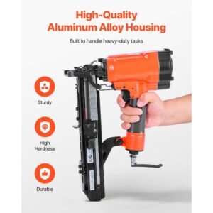 pneumatic staple gun, 16 gauge 1 inch wide crown pneumatic stapler 5/8" to 1 1/2" length, 70 120psi air staple gun with two firing modes for roof decking, wall sheathing, fencing, subflooring