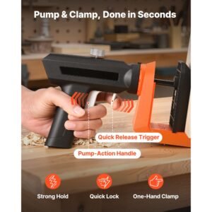 pocket hole jig kit, 1/2", 3/4", 1 1/2" adjustable, 360° rotating handle, jig pocket hole system with 260 screws, c clamp, stop collar, drill bit, easy clamping and adjusting, for woodworking