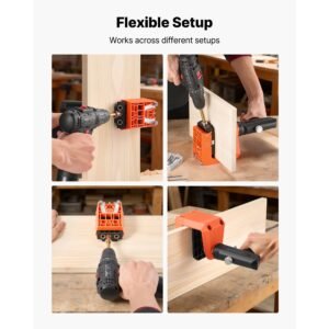pocket hole jig kit, 1/2", 3/4", 1 1/2" adjustable, 360° rotating handle, jig pocket hole system with 260 screws, c clamp, stop collar, drill bit, easy clamping and adjusting, for woodworking
