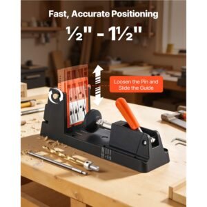 pocket hole jig kit, 1/2" to 1 1/2" adjustable, lightweight jig pocket hole system with dust collection adapter, detachable guide block, drill bit, stop collar, easy adjusting, for woodworking