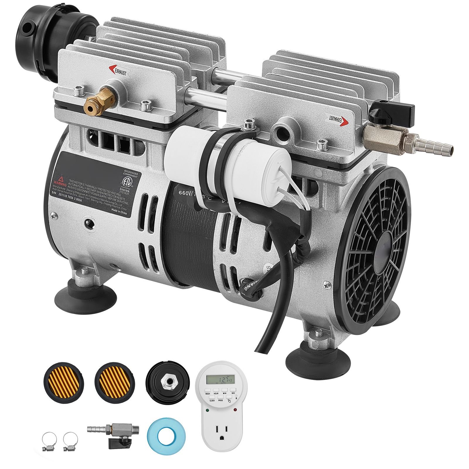pond aerator,5.2cfm 3/4 hp air compressor, lake aerator for ponds up to 3 acres, overheat protection & anti backflow valve, 550w powerful motor, pond aeration pump for water oxygen circulation
