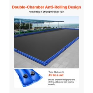 pool cover water bags, 12 packs 8 ft, double chamber pool cover water tubes, 0.4mm thick pvc bags weights with leakproof screw cap, for inground swimming pool covers winter closing, blue