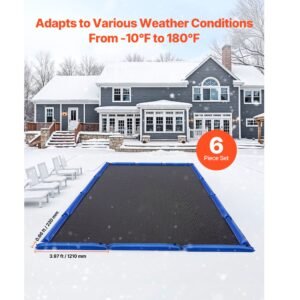pool cover water bags, 6 packs 4 ft, single chamber pool cover water tubes, 0.4mm thick pvc bags weights with leakproof screw cap, for inground swimming pool covers winter closing, blue