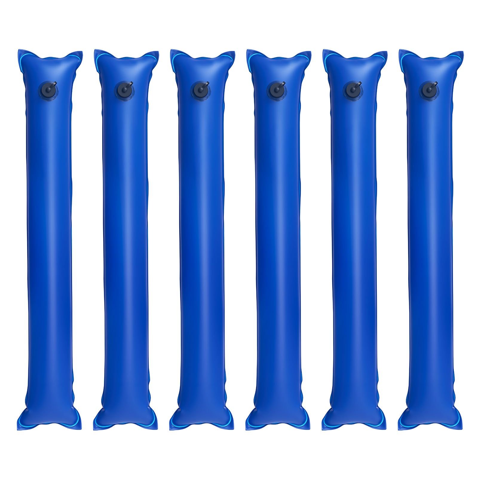 pool cover water bags, 6 packs 4 ft, single chamber pool cover water tubes, 0.4mm thick pvc bags weights with leakproof screw cap, for inground swimming pool covers winter closing, blue