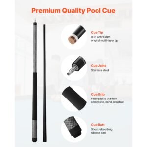 pool cue, 1 piece pool stick, 58 inch & 21 oz fiberglass titanium composite billiard pools cue stick with multi layer tip, cues sticks for professional pool table, bar, home pool games, office