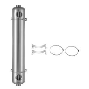 Pool Heat Exchanger, 360K BTU Swimming Pool Heater Exchanger, 316L Stainless Steel Construction, High Efficiency Water to Water Transfer Heating System for Spa, Hot Tub, Indoor/Outdoor, Silver