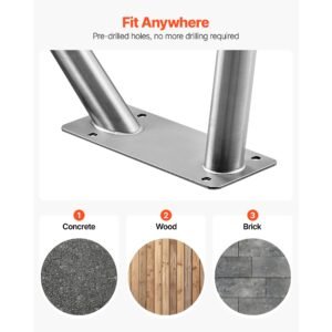 pool rail, 48 x 36 inch pool handrail, 220 lbs load capacity heavy duty 304 stainless steel swimming handrail, detachable nonslip sleeve, rich accessories, for poolside, water parks, spa centers