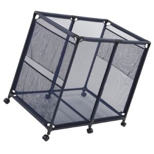 Pool Storage Bin, 36.8 x 24 x 35.6 in, Rolling Pool Float Storage Organizer with Side Pockets & Casters, Heavy Duty Metal Frame, Poolside Toys Noodles Holder Mesh Basket for Swimming Pools