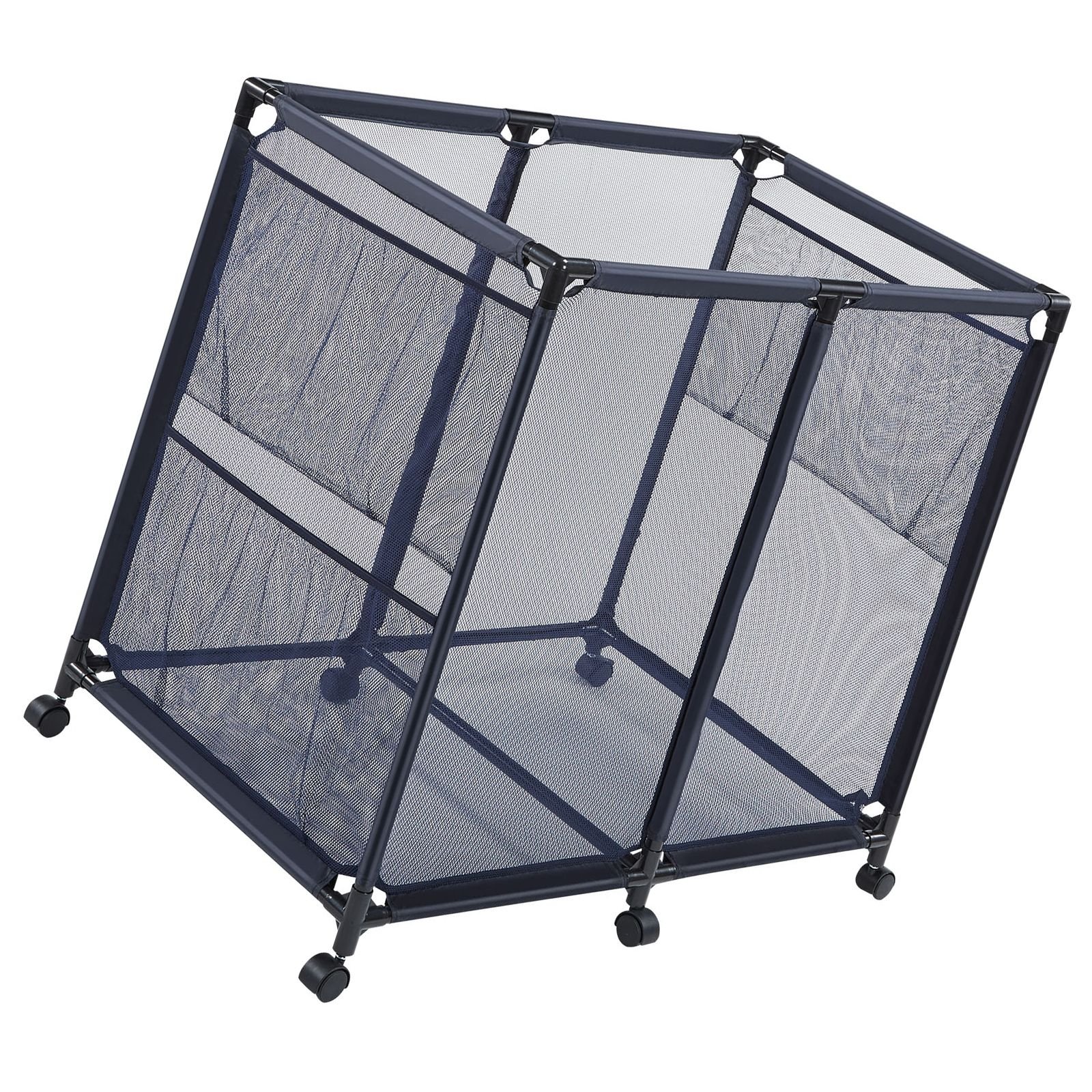 pool storage bin, 36.8 x 24 x 35.6 in, rolling pool float storage organizer with side pockets & casters, heavy duty metal frame, poolside toys noodles holder mesh basket for swimming pools