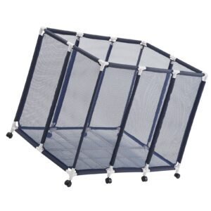 Pool Storage Bin, 48 x 33 x 39 in, Rolling Pool Float Storage Organizer with Casters, Durable Plastic Frame, Poolside Toys Noodles Holder, Breathable Mesh Basket for Swimming Pools