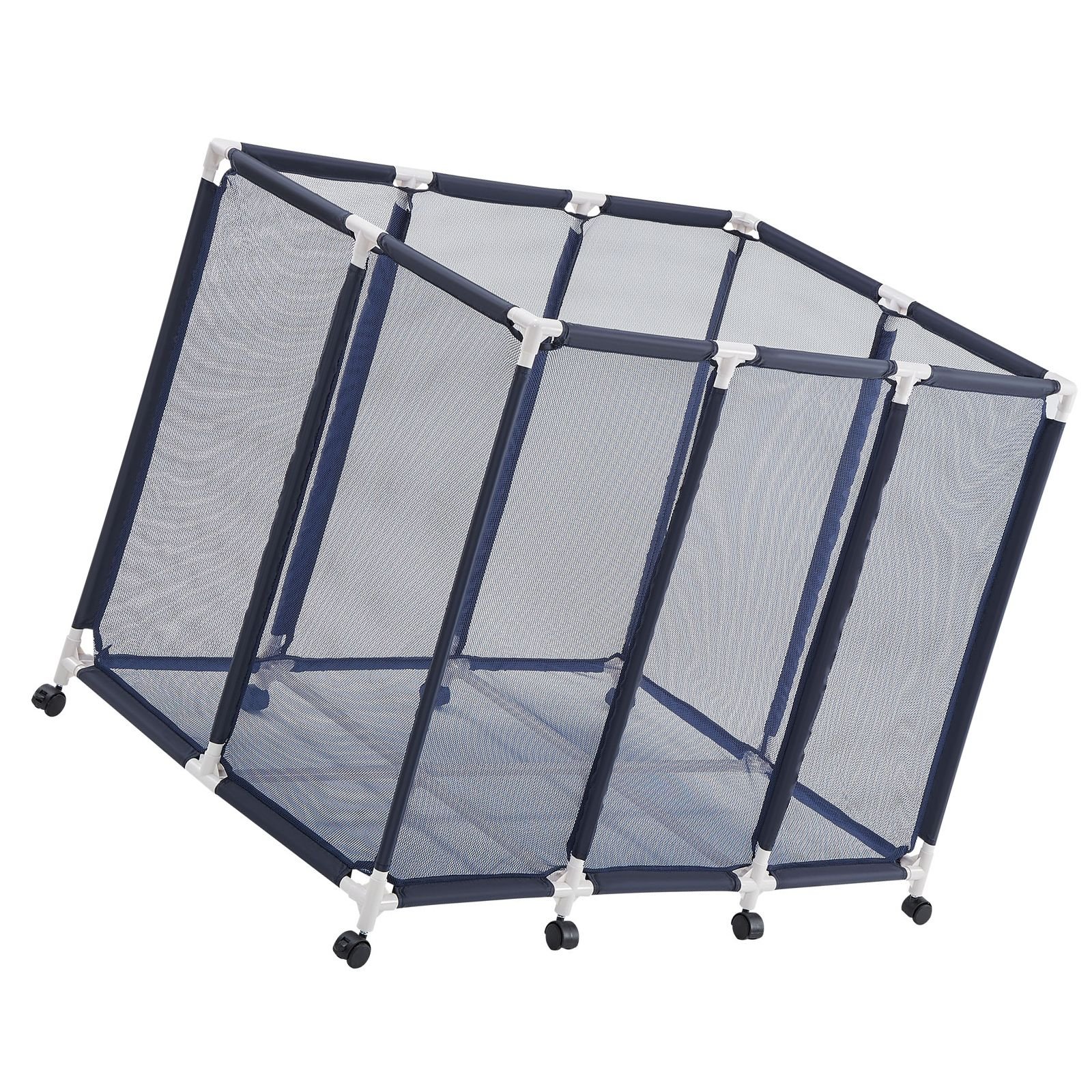 pool storage bin, 48 x 33 x 39 in, rolling pool float storage organizer with casters, durable plastic frame, poolside toys noodles holder, breathable mesh basket for swimming pools