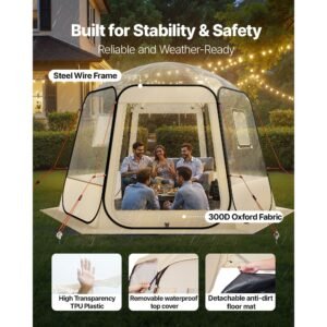 pop up bubble tent, 10 x 9.2 ft waterproof & uv resistant, clear camping tent shelter, outdoor garden dome igloo tents with windows, 540° panoramic view, for 4 8 persons patio backyard
