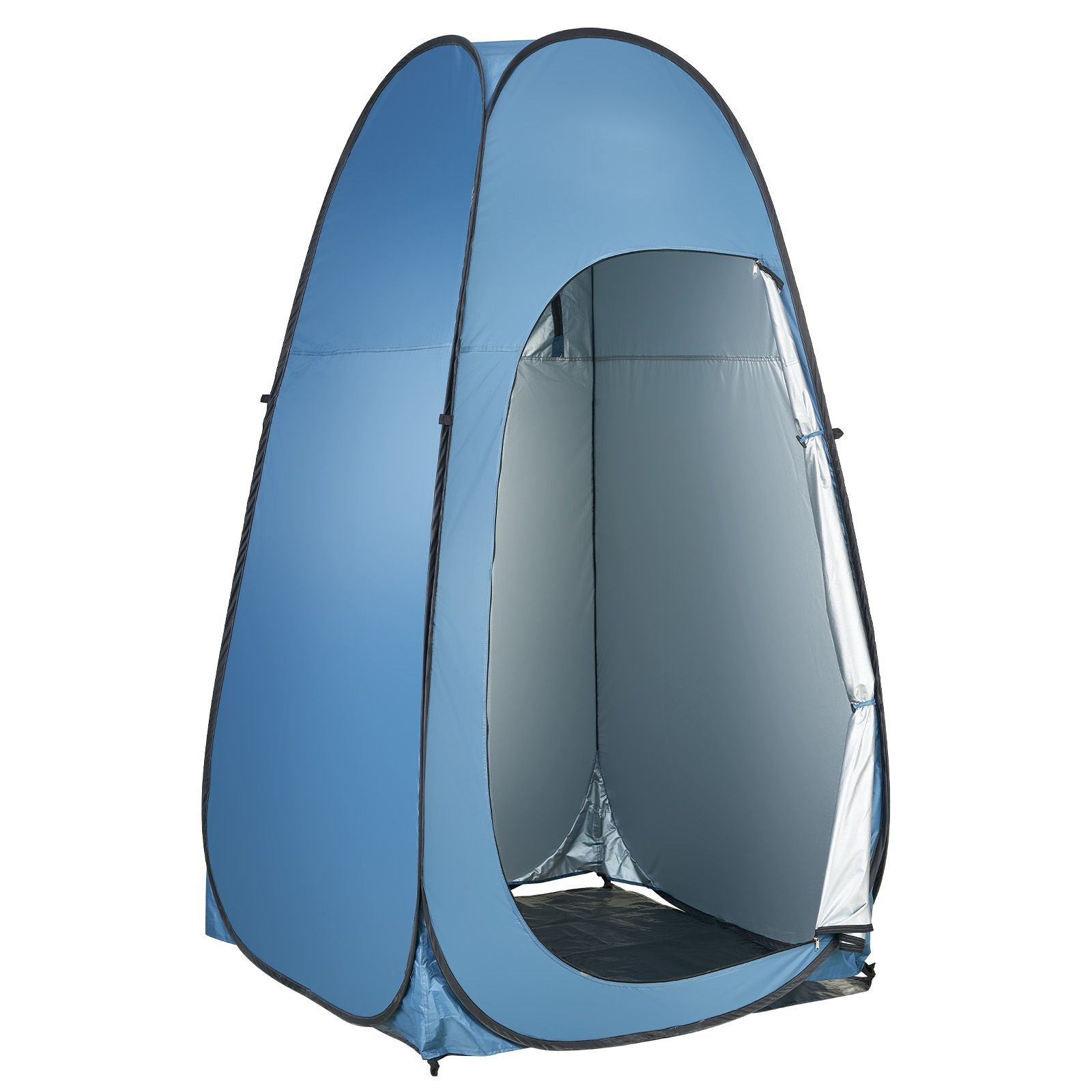 pop up shower tent, instant portable privacy tent changing room with hanging bag, ground stakes, ropes, carry bag, 190t polyester with silver coating, quick setup, for camping, beach, fishing