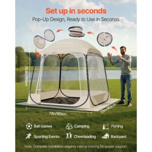 pop up sports tent, 72x72 in clear bubble tent for 2 4 persons, waterproof outdoor pod with floor mat & top cover, garden igloo dome tents camping shelter for events fishing cheering