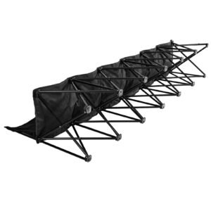 portable folding bench, 6 seat soccer bench with multiple storage pockets & carrying bag, lightweight sideline seating with back rest for football, baseball, camping, outdoor events, black