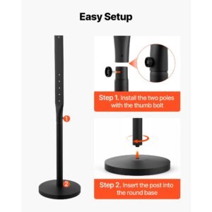 portable sign post, 2 pack, 4 ft tall, metal sign stands with heavy duty cast iron base, multi hole design for easy installation, wind resistant, for indoor and outdoor parking, warning, notice