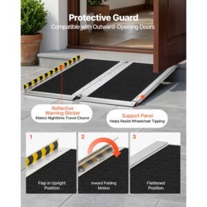 portable wheelchair ramp, 3ft, non slip aluminum folding handicap ramp for wheelchair, 800 lbs capacity, door threshold ramps for home steps, stairs, entry, threshold, doorways, scooter, curbs