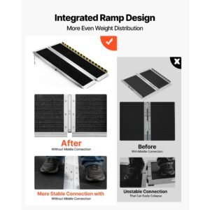 portable wheelchair ramp, 4ft, non slip aluminum folding handicap ramp for wheelchair, 800 lbs capacity, door threshold ramps for home steps, stairs, entry, threshold, doorways, scooter, curbs