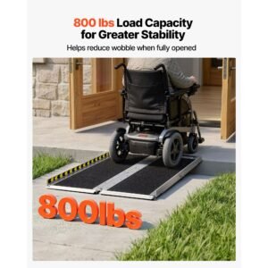 portable wheelchair ramp, 4ft, non slip aluminum folding handicap ramp for wheelchair, 800 lbs capacity, door threshold ramps for home steps, stairs, entry, threshold, doorways, scooter, curbs