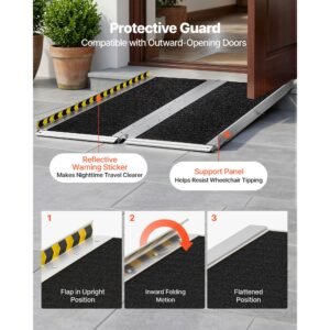 portable wheelchair ramp, 4ft, non slip aluminum folding handicap ramp for wheelchair, 800 lbs capacity, door threshold ramps for home steps, stairs, entry, threshold, doorways, scooter, curbs