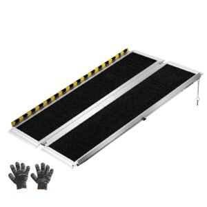 Portable Wheelchair Ramp, 4FT, Non-Slip Aluminum Folding Handicap Ramp for Wheelchair, 800 lbs Capacity, Door Threshold Ramps for Home Steps, Stairs, Entry, Threshold, Doorways, Scooter, Curbs