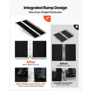 portable wheelchair ramp, 5ft, non slip aluminum folding handicap ramp for wheelchair, 800 lbs capacity, door threshold ramps for home steps, stairs, entry, threshold, doorways, scooter, curbs