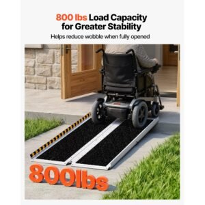 portable wheelchair ramp, 5ft, non slip aluminum folding handicap ramp for wheelchair, 800 lbs capacity, door threshold ramps for home steps, stairs, entry, threshold, doorways, scooter, curbs