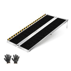 Portable Wheelchair Ramp, 5FT, Non-Slip Aluminum Folding Handicap Ramp for Wheelchair, 800 lbs Capacity, Door Threshold Ramps for Home Steps, Stairs, Entry, Threshold, Doorways, Scooter, Curbs