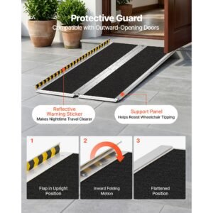 portable wheelchair ramp, 6ft, non slip aluminum folding handicap ramp for wheelchair, 800 lbs capacity, door threshold ramps for home steps, stairs, entry, threshold, doorways, scooter, curbs
