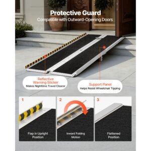 portable wheelchair ramp, 7ft, non slip aluminum folding handicap ramp for wheelchair, 800 lbs capacity, door threshold ramps for home steps, stairs, entry, threshold, doorways, scooter, curbs