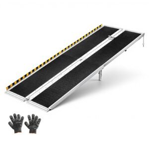 Portable Wheelchair Ramp, 7FT, Non-Slip Aluminum Folding Handicap Ramp for Wheelchair, 800 lbs Capacity, Door Threshold Ramps for Home Steps, Stairs, Entry, Threshold, Doorways, Scooter, Curbs