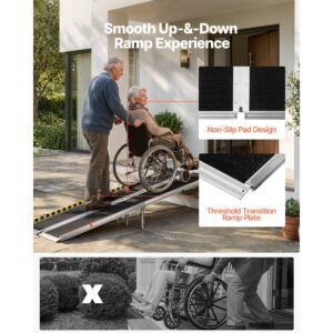 portable wheelchair ramp, 7ft, non slip aluminum folding handicap ramp for wheelchair, 800 lbs capacity, door threshold ramps for home steps, stairs, entry, threshold, doorways, scooter, curbs