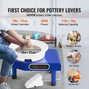 pottery wheel, 10 in ceramic wheel forming machine, 60 300 rpm adjustable speed with foot pedal, abs detachable basin, manual lcd panel, sculpting tool and apron, for home pottery craft diy